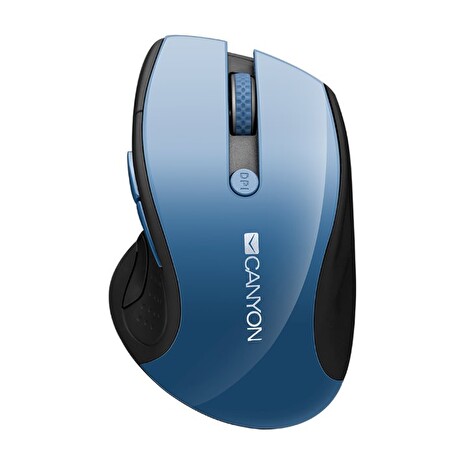 CANYON myš 2,4Ghz bezdrátová CMSW01, 1000/1200/1600 dpi, 6 tlačítek, blue LED senzor, modrá