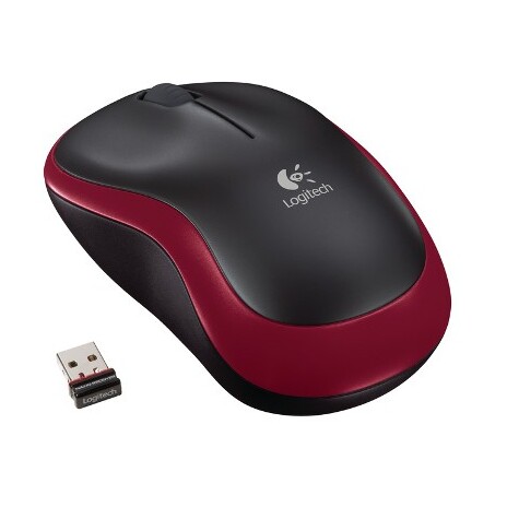 LOGITECH myš M185/ Bezdrátová/ Optická/ 1000dpi/ USB přijímač/ červená