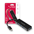 AXAGON HUE-G1C, 4x USB 3.2 Gen 1 SLIM hub, kabel Type-C 14cm napevno