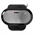 Nedis hamburgerovač/ příkon 1000 W/ průměr desky 10,5 cm/ černo-stříbrný