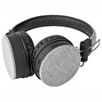 Nedis sluchátka s látkovým povrchem/ vestavěný mikrofon/ na uši/ bezdrátová/ Bluetooth v5.0/ výdrž 18h/ šedé-černé