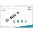 DIGITUS dvojitá čtečka karet OTG (USB-C + USB 3.0) 1x SD, 1x MicroSD, 1x USB 3.0, šedá