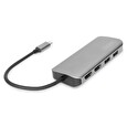 DIGITUS 8portová dokovací stanice USB-C, 2xUSB3.0, 1xRJ45, 2xHDMI, 1xPD, 1xMicro SD, 1xSD, šedá