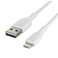 Belkin kabel oplétaný USB-A - Lightning, 3m, bílý