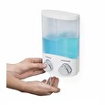 Dávkovač Compactor Duo mýdla / šampónu nebo desinfekce na zeď, bílý plast, 2 x 310 ml, RAN6015