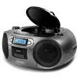 Aiwa BBTC-550MG/ Boombox/ Přehrávač CD, Kazeta, USB/ BT/ FM/ 3W + 3W/ Šedivý