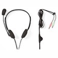 Nedis headset CHST100BK/ drátová sluchátka + mikrofon/ 2x 3,5 mm jack/ kabel 2 m/ černý