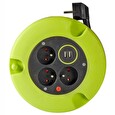 Nedis kabelový buben/ 3x 1,5 mm2/ 3x zásuvka/ tepelná elektrická pojistka/ Typ E/ USB/ zeleno-černá/ 5 m