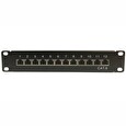XtendLan Patch panel 10", 12 portů, 1U, Cat6, stíněný, LSA, vodorovné umístění konektorů, zemnič, černý