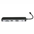 XtendLan Dokovací stanice 10in1 USB-C, HDMI (F) 4k, VGA(F), Gigabit LAN, SD/TF čtečka, 3x USB3.0, 3.5mm audio, USB C PD