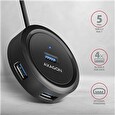 Axagon HUE-P1A, 4x USB 3.2 Gen 1 ROUND hub, micro USB napájecí konektor, kabel USB-A 30cm