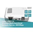 DIGITUS 2portový bezdrátový multifunkční síťový a tiskový server USB 2.0, 300 Mb / s