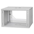 LEXI 19" nástěnný rozvaděč Basic 6U, šířka 520mm, hloubka 450mm, skleněné dveře, bez zad, šedý