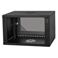 LEXI 19" nástěnný rozvaděč Basic 6U, šířka 520mm, hloubka 350mm, skleněné dveře, bez zad, černý