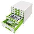 Leitz Zásuvkový box WOW CUBE, 5 zásuvek, bílá/zelená