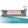 Propojovací panel DIGITUS CAT 6A, stíněný, 8portový, 0,5U, 10 ", černý