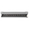 DIGITUS CAT 6A, propojovací panel třídy EA, stíněný, 12 portů, 0,5U, 10 ", černý