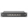 DIGITUS Patch panel CAT 6A, stíněný, 8portový 1U, 10 "montáž do stojanu, černá RAL 9005