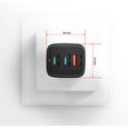 Axagon ACU-DPQ65, GaN nabíječka do sítě 65W, 3x port (USB-A + dual USB-C), PD3.0/QC4+/PPS/Apple