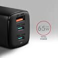 Axagon ACU-DPQ65, GaN nabíječka do sítě 65W, 3x port (USB-A + dual USB-C), PD3.0/QC4+/PPS/Apple