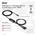 Club3D nabíjecí kabel USB Type-C, Y charging cable to 2x USB Type-C max. 100W, 1.83m/6ft M/M