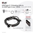 Club3D nabíjecí kabel USB Type-C, Y charging cable to 2x USB Type-C max. 100W, 1.83m/6ft M/M
