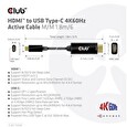 Club3D aktivní kabel HDMI na USB-C, 4K60Hz, 1.8m, M/M