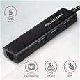 Axagon HMC-GL3A, USB 3.2 Gen 1 hub, porty 3x USB-A + Gigabit Ethernet, kovový, kabel USB-C 20cm