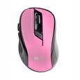 Myš C-TECH WLM-02P, černo-růžová, bezdrátová, 1600DPI, 6 tlačítek, USB nano receiver