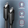 Axagon BUCM32-CM10AB, SPEED+ kabel USB-C <-> USB-C, 1m, USB 20Gbps, PD 100W 5A, 4K HD, ALU, oplet, černý