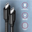 Axagon BUCM3-CM10AB, SPEED kabel USB-C <-> USB-C, 1m, USB 3.2 Gen 1, PD 60W 3A, ALU, oplet, černý