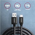 Axagon BUMM-AM20AB, HQ kabel Micro USB <-> USB-A, 2m, USB 2.0, 2.4A, ALU, oplet, černý