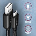 Axagon BUMM-AM20AB, HQ kabel Micro USB <-> USB-A, 2m, USB 2.0, 2.4A, ALU, oplet, černý