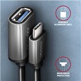 Axagon RUCM-AFAC kabelová redukce USB-C male <-> USB-A female, 20cm, USB 3.2 Gen 1, 3A, ALU