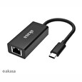 Akasa redukce USB-C na RJ45 (Ethernet), 2.5Gbps, 15cm