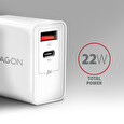 AXAGON ACU-PQ22W, PD & QC nabíječka do sítě 22W, 2x port (USB-A + USB-C), PD3.0/QC3.0/AFC/FCP/Apple, bílá