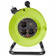 Nedis kabelový buben/ 3x 1,5 mm2/ 3x zásuvka/ tepelná elektrická pojistka/ Typ F/ USB/ zeleno-černá/ 25 m
