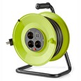 Nedis kabelový buben/ 3x 1,5 mm2/ 3x zásuvka/ tepelná elektrická pojistka/ Typ F/ USB/ zeleno-černá/ 50 m
