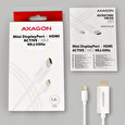 Axagon RVDM-HI14C2W, Mini DisplayPort > HDMI 1.4 redukce / kabel 1.8 m, 4K/30Hz, bílý