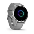 Garmin Venu 2 Plus, nerezová luneta Silver, pouzdro Gray, silikonový řemínek