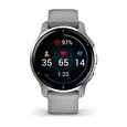 Garmin Venu 2 Plus, nerezová luneta Silver, pouzdro Gray, silikonový řemínek