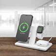 Stojánek FIXED MagPowerstation s bezdrátovým nabíjením 3 v 1 a uchycení Magsafe, 15W + 15W + 15W, bílý