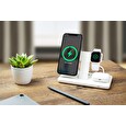 Stojánek FIXED MagPowerstation s bezdrátovým nabíjením 3 v 1 a uchycení Magsafe, 15W + 15W + 15W, bílý