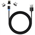 ColorWay Nabíjecí Kabel 3v1 Lightning+MicroUSB+USB-C/ Magnetic/ 2.4A/ Nylon/ 1m