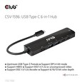 Club3D hub USB-C, 6-in-1 Hub s HDMI 8K30Hz, 2xUSB Type-A, RJ45 a 2xUSB Type-C