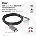 Club3D kabel USB-C na HDMI, 4K120Hz 8K60Hz HDR10 s DSC1.2, M/M, 3m