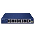 Planet FGSD-2621P PoE switch, 24x100M + 1x1Gb RJ45 + 1xSFP, PoE 802.3at 185W, extend mód 10Mb-250m