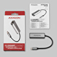 Axagon ADE-25RC USB-C 3.2 Gen 1 - 2.5 Gigabit Ethernet síťová karta, Realtek 8156, auto install, šedá