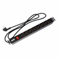 Rozvodný panel MHPower PDU-FR4K8 19" 8x230V, 16A, 4000W, černý, kabel 1,8m, hliníkový