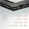 Axagon RSS-CD09 rámeček pro 2.5" SSD/HDD do DVD slotu, 9.5 mm, LED, hliník